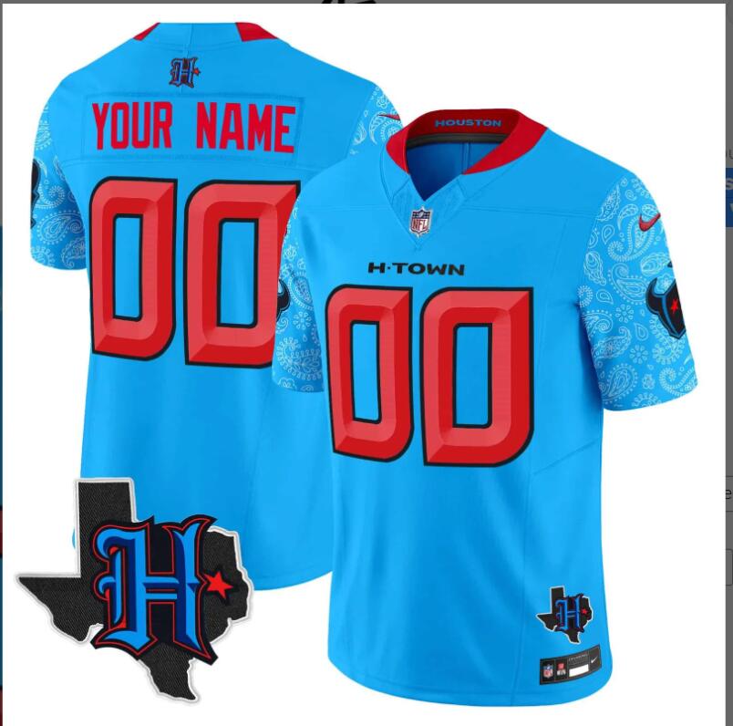 Men 2024 Nike NFL Houston Texans 2024 Texas Patch Vapor Limited Custom Jersey V4
